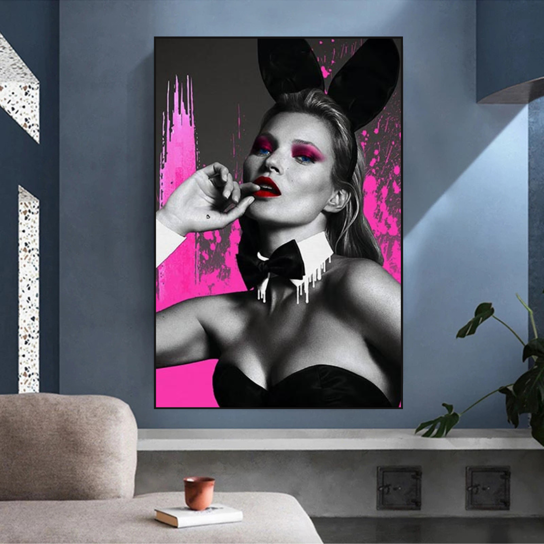 Kate Moss Pink Bunny Poster - Limited Edition Art Print-ChandeliersDecor.com