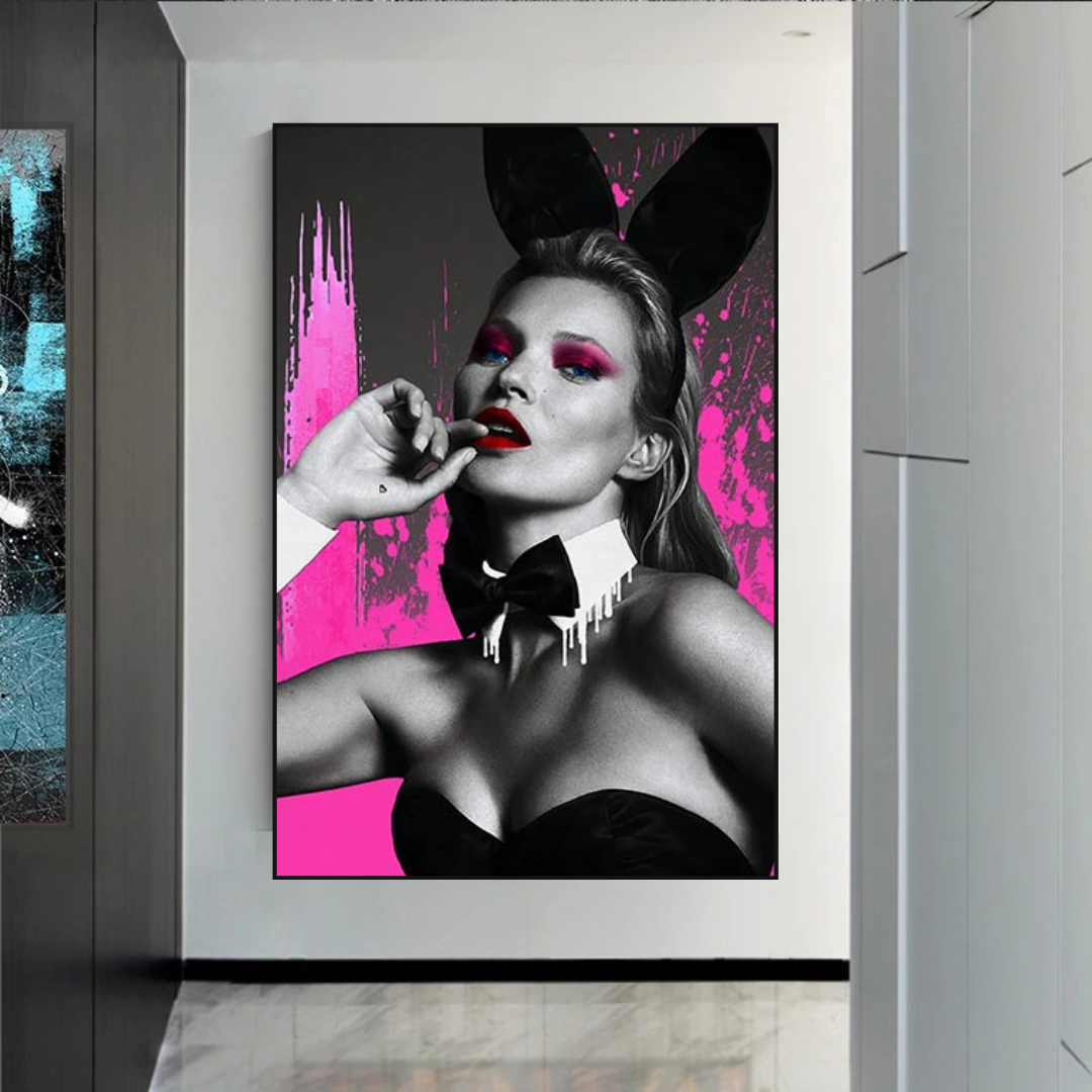 Kate Moss Pink Bunny Poster - Limited Edition Art Print-ChandeliersDecor.com