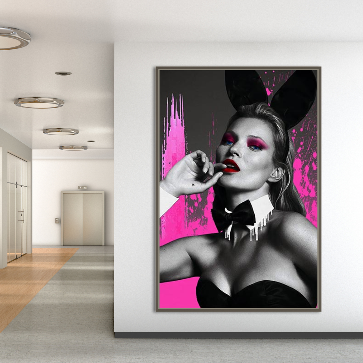 Kate Moss Pink Bunny Poster - Limited Edition Art Print-ChandeliersDecor.com