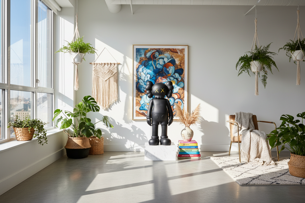 KAWS Four 4 Foot Companion Matt Black-ChandeliersDecor.com