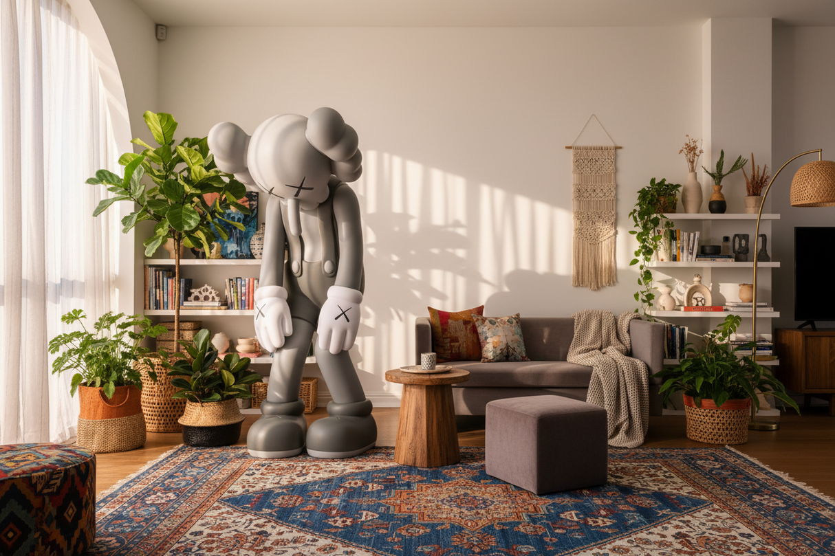 KAWS Small Lie Grey Statue-ChandeliersDecor.com