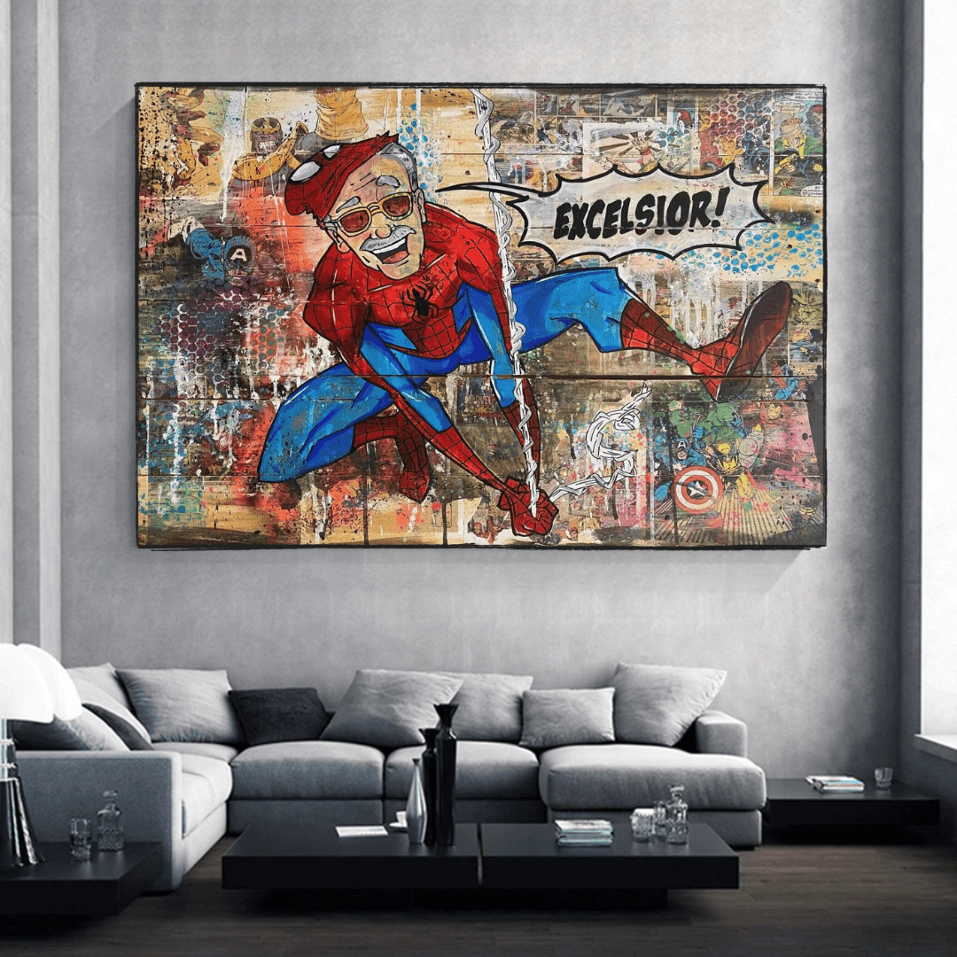 KFC Colonel Harland Sanders as Spiderman Canvas Wall Art-ChandeliersDecor.com