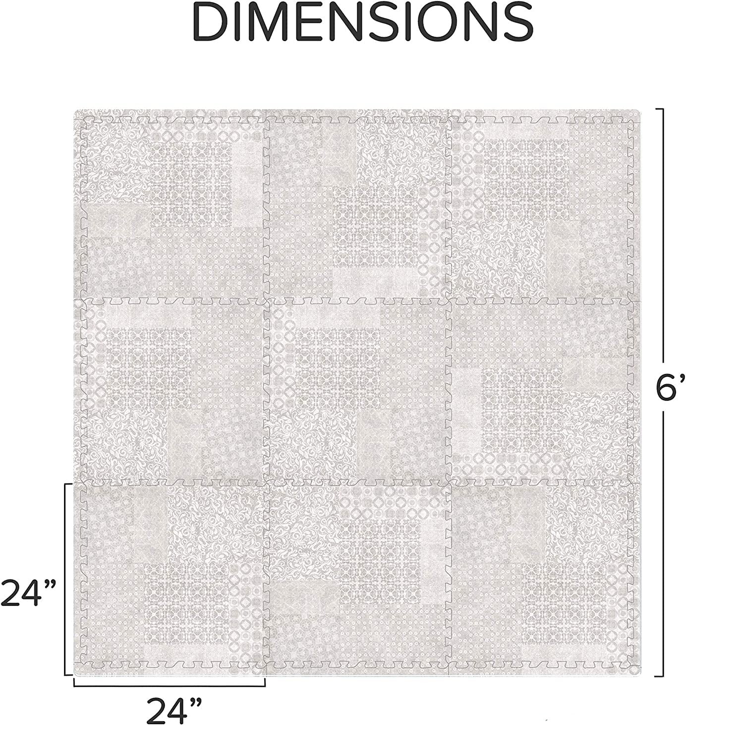 ChandeliersDecor.com-Play Mats-Kids Babies Khaki Design Play Mat Puzzle Tiles | Pack of 9 Tiles - 60x60cm per tile size