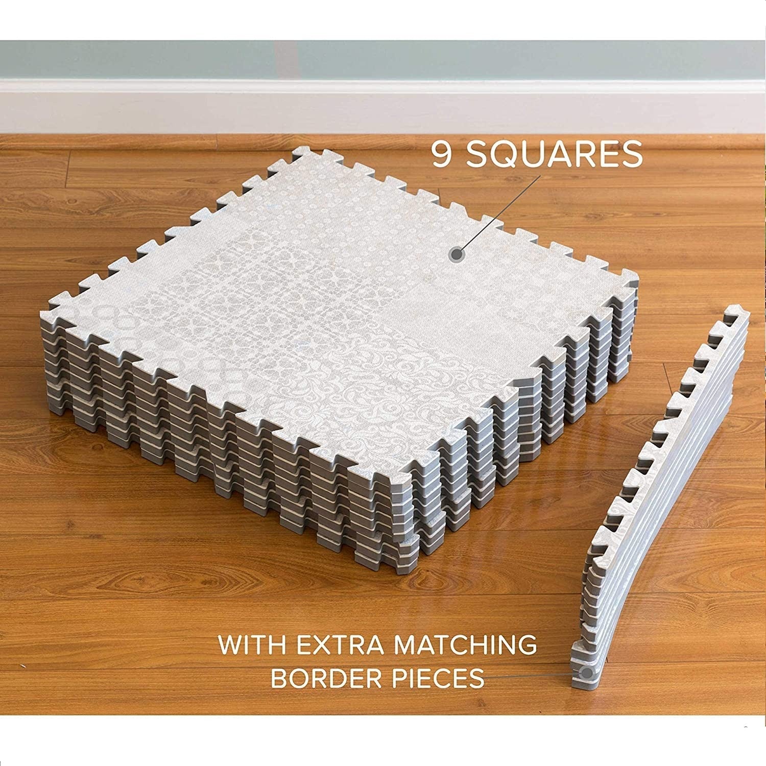 ChandeliersDecor.com-Play Mats-Kids Babies Khaki Design Play Mat Puzzle Tiles | Pack of 9 Tiles - 60x60cm per tile size