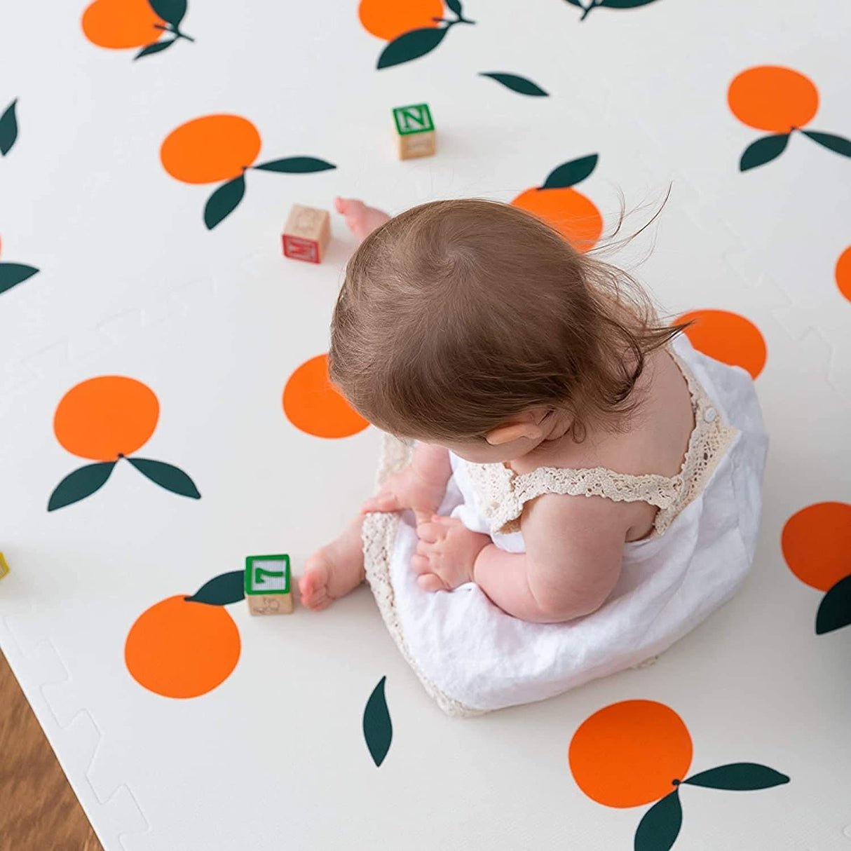 ChandeliersDecor.com-Play Mats-Kids Babies Oranges Play Mat Puzzle Tiles | Pack of 6 Tiles - 60x60cm per tile size