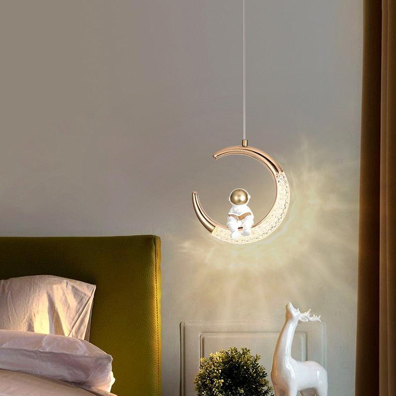 ChandeliersDecor.com-Kids Room Nursery Lighting-Kids Bedside Astronaut on Moon Light | Kids Room Decor Lights