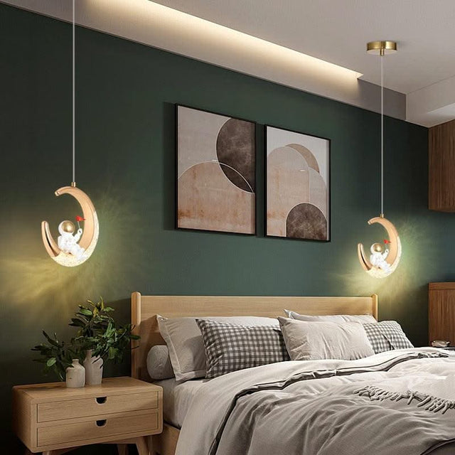 ChandeliersDecor.com-Kids Room Nursery Lighting-Kids Bedside Astronaut on Moon Light | Kids Room Decor Lights