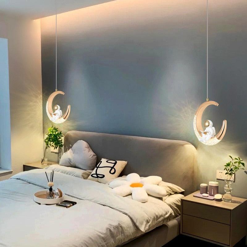 ChandeliersDecor.com-Kids Room Nursery Lighting-Kids Bedside Astronaut on Moon Light | Kids Room Decor Lights