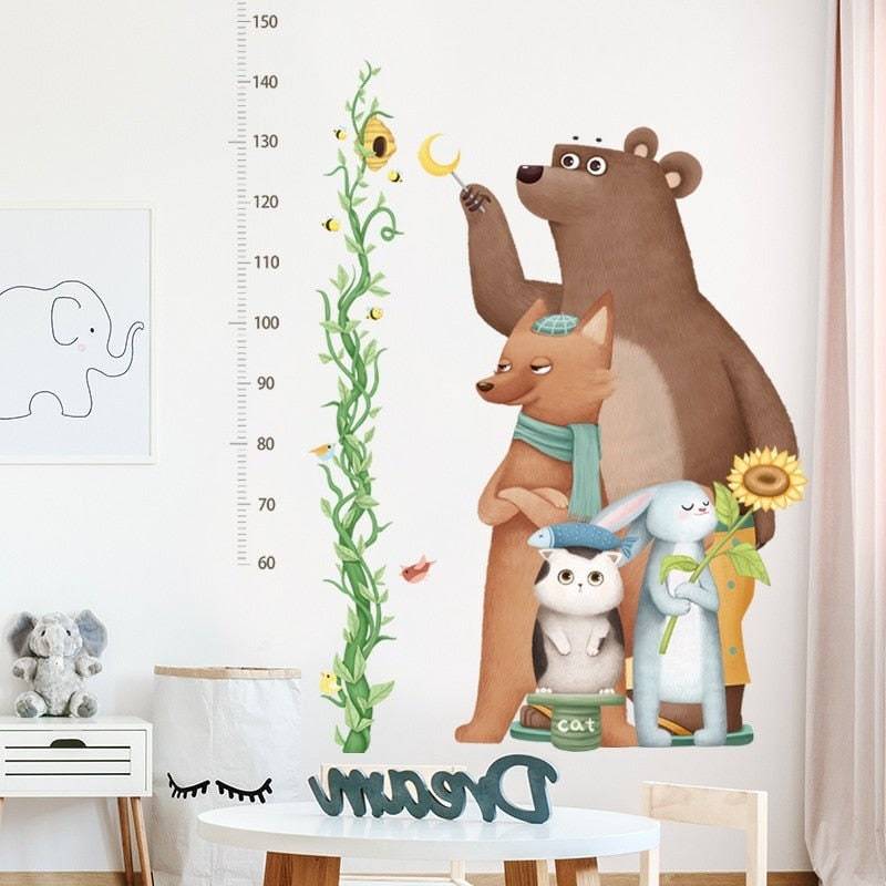 ChandeliersDecor.com-Home Decor Decals-Kids Height Ruler Bear Wall Decal - Measure Growth