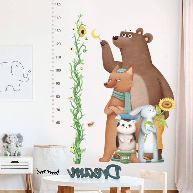 ChandeliersDecor.com-Home Decor Decals-Kids Height Ruler Bear Wall Decal - Measure Growth