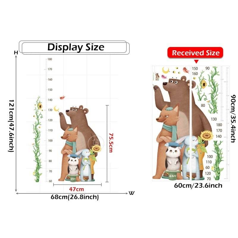 ChandeliersDecor.com-Home Decor Decals-Kids Height Ruler Bear Wall Decal - Measure Growth