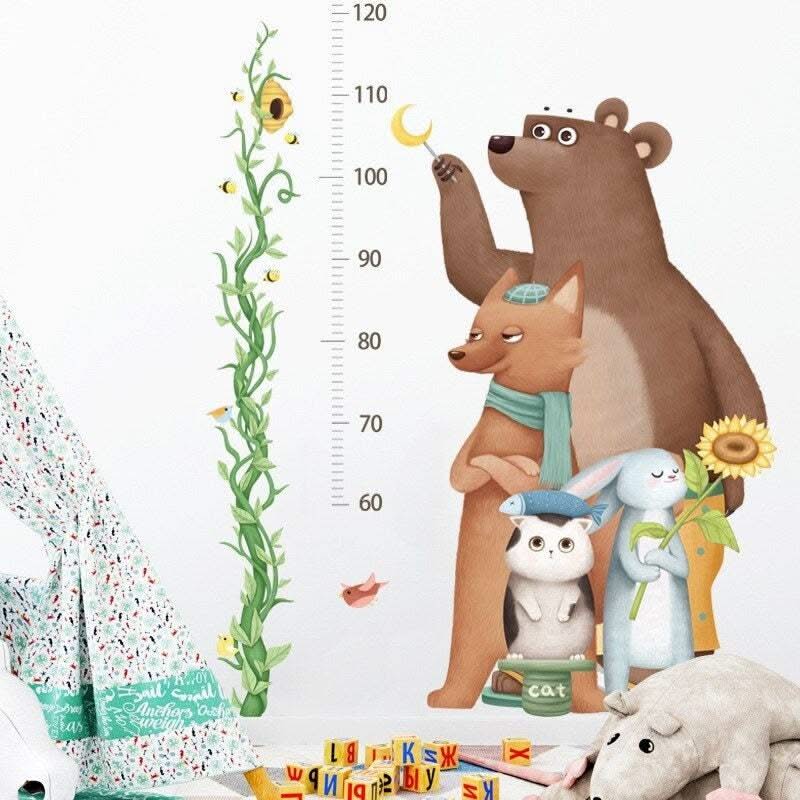 ChandeliersDecor.com-Home Decor Decals-Kids Height Ruler Bear Wall Decal - Measure Growth