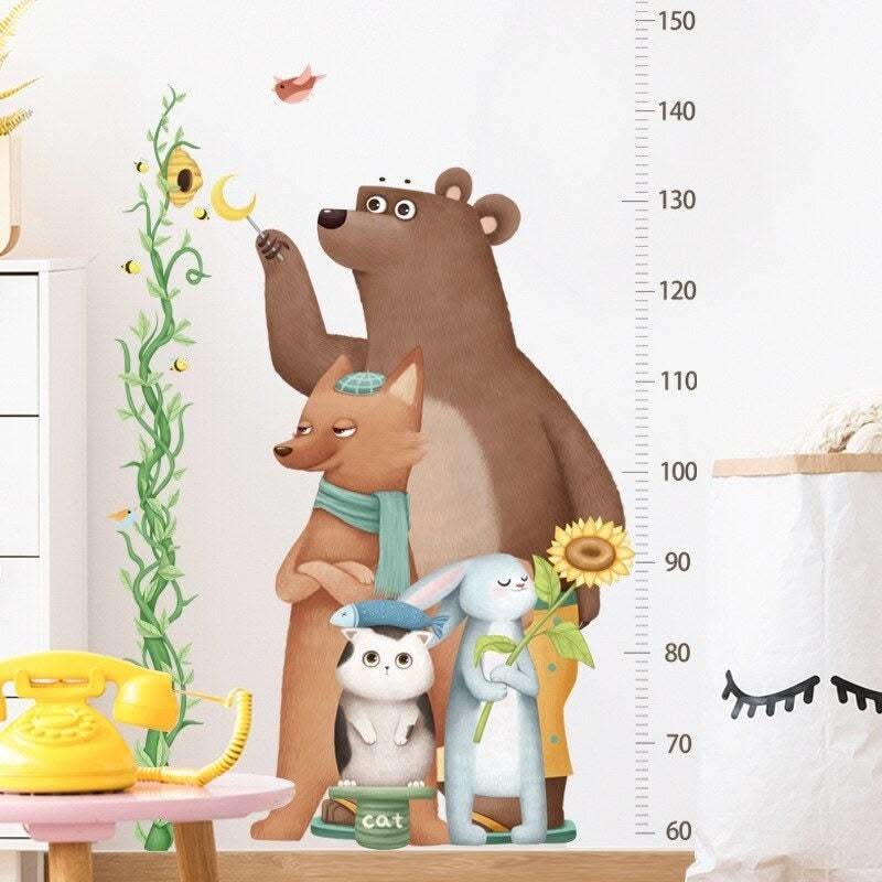 ChandeliersDecor.com-Home Decor Decals-Kids Height Ruler Bear Wall Decal - Measure Growth
