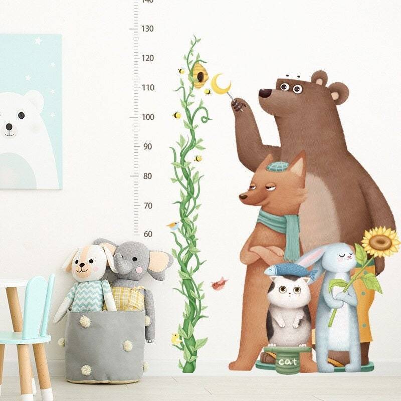ChandeliersDecor.com-Home Decor Decals-Kids Height Ruler Bear Wall Decal - Measure Growth