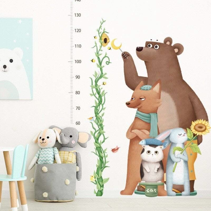ChandeliersDecor.com-Home Decor Decals-Kids Height Ruler Bear Wall Decal - Measure Growth