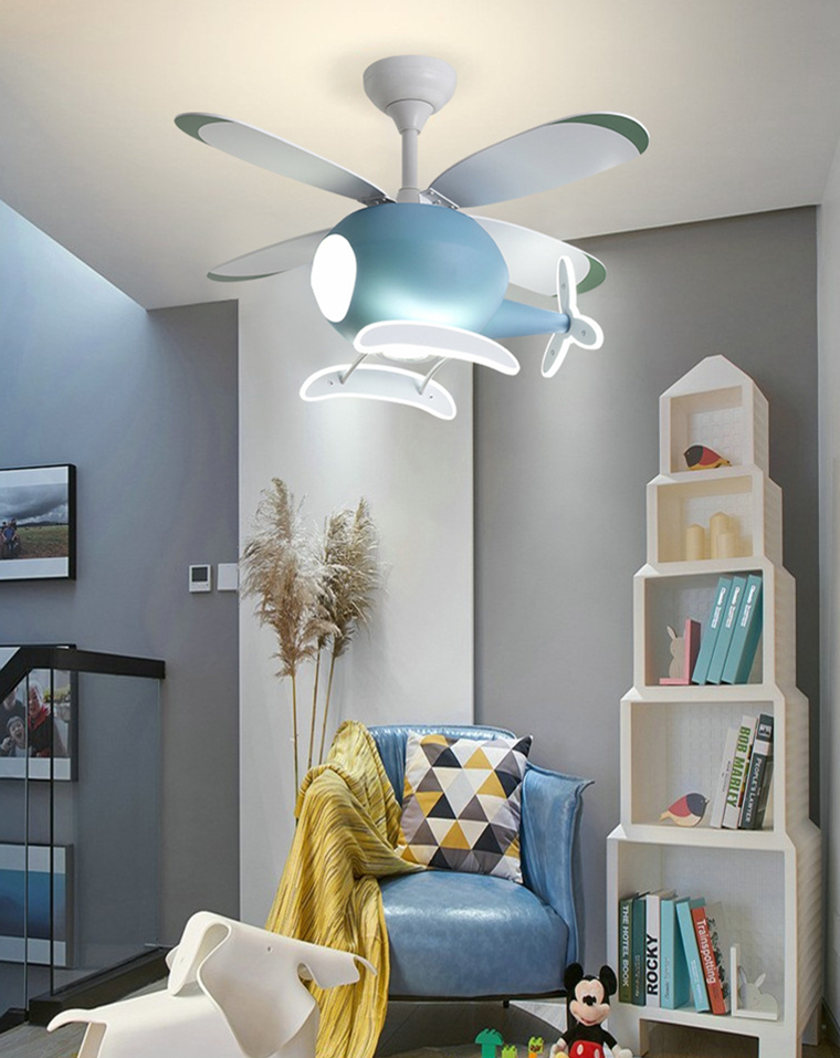 ChandeliersDecor.com-Kids Room Nursery Lighting-Kids' Nursery Helicopter Ceiling Light with Fan