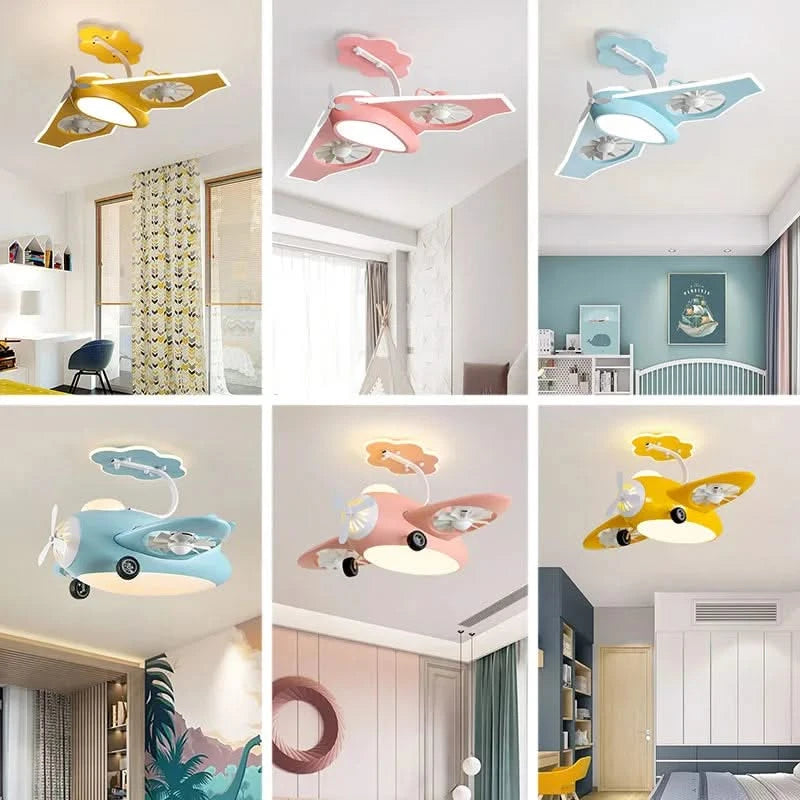 Kids Room Aeroplane Aircraft Ceiling Light with Fan-ChandeliersDecor.com