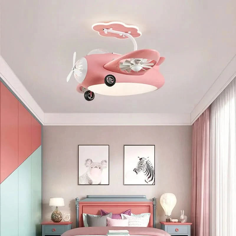 Kids Room Aeroplane Aircraft Ceiling Light with Fan-ChandeliersDecor.com