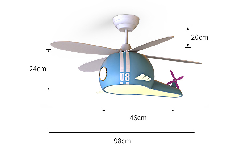 ChandeliersDecor.com-Kids Room Nursery Lighting-Kids Room Helicopter Ceiling Fan with Light - Art Deco Style