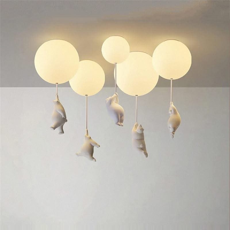 ChandeliersDecor.com-Kids Room Nursery Lighting-Kids Teddy Bears Holding Balloons Ceiling Light | Kids Room Decor Lights