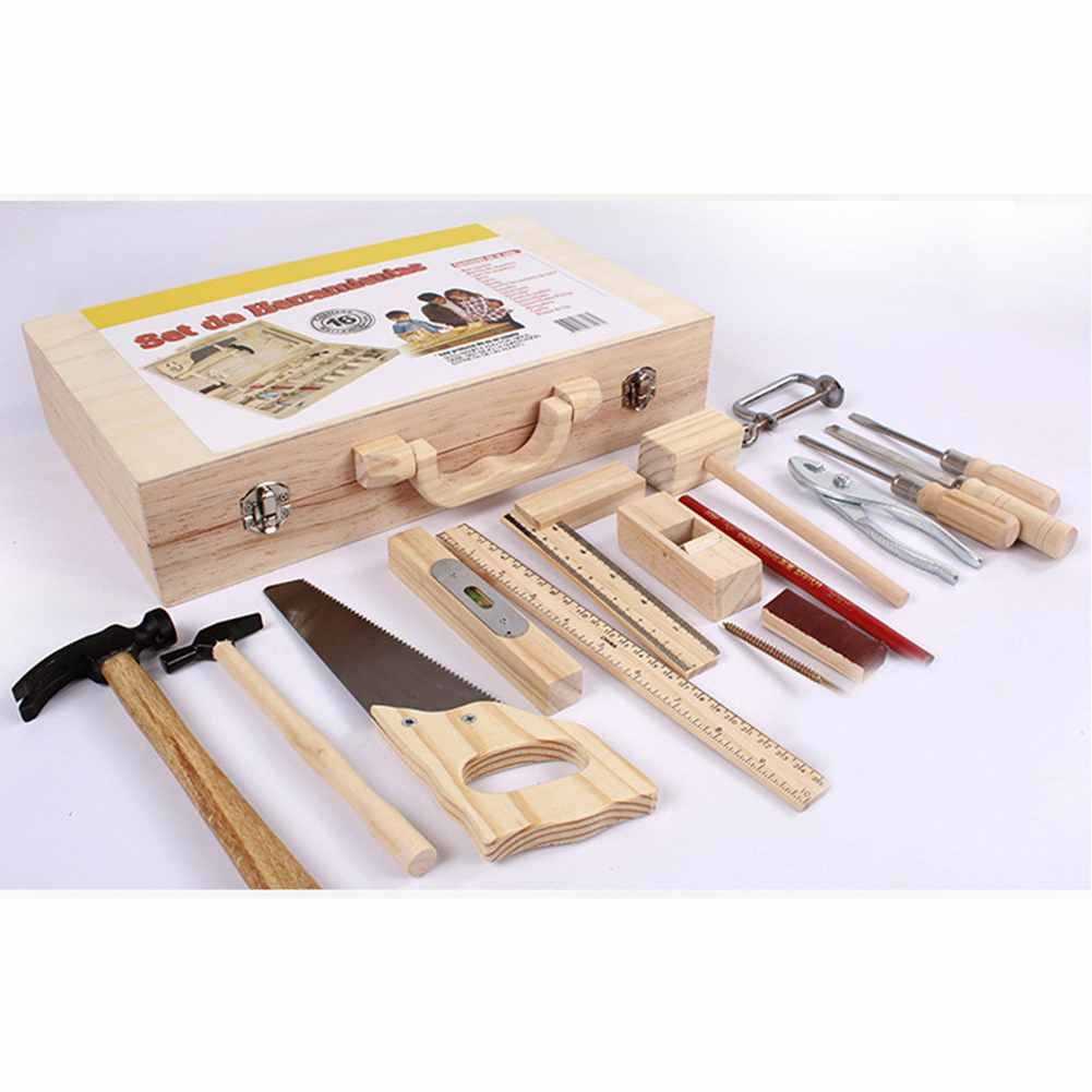 ChandeliersDecor.com-Kids Toolbox Set | Kids Woodworking Box | Wooden Play Set Gift