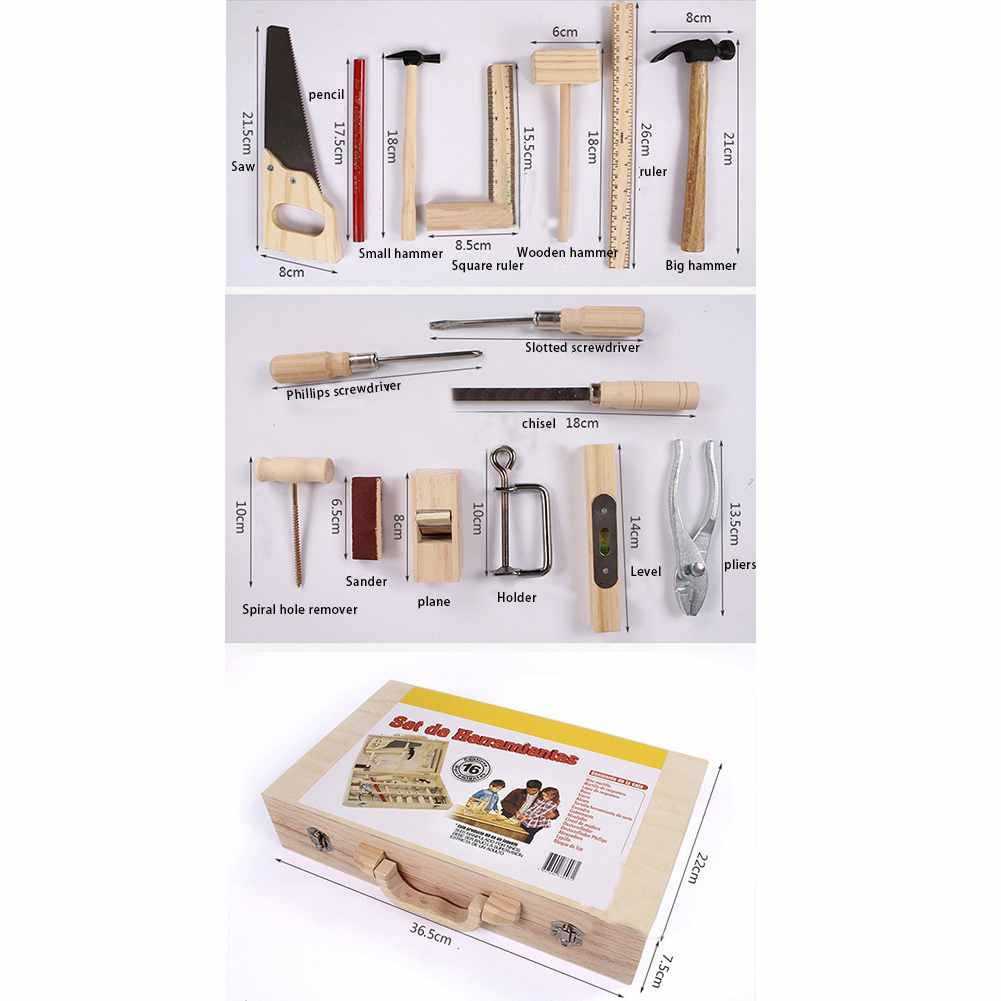 ChandeliersDecor.com-Kids Toolbox Set | Kids Woodworking Box | Wooden Play Set Gift