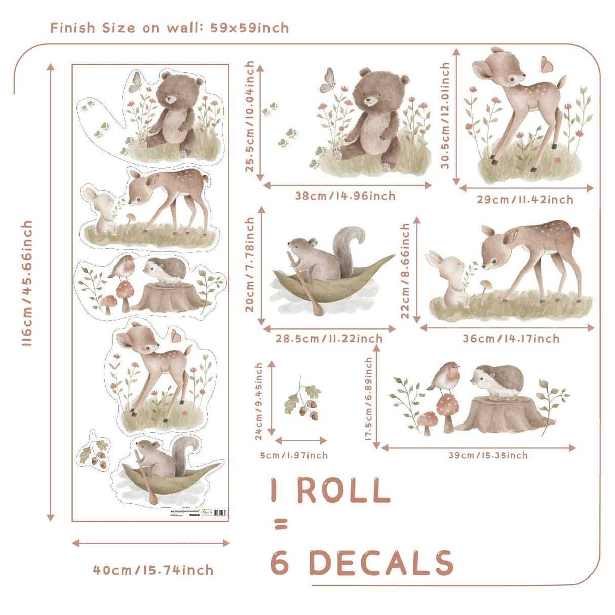 ChandeliersDecor.com-Kids Woodland Wall Decal - Adorable Animals Decal