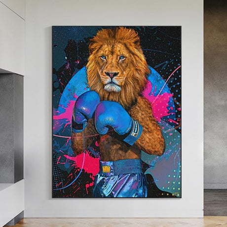 ChandeliersDecor.com-Wall Posters-King Lion Boxer Canvas Wall Art