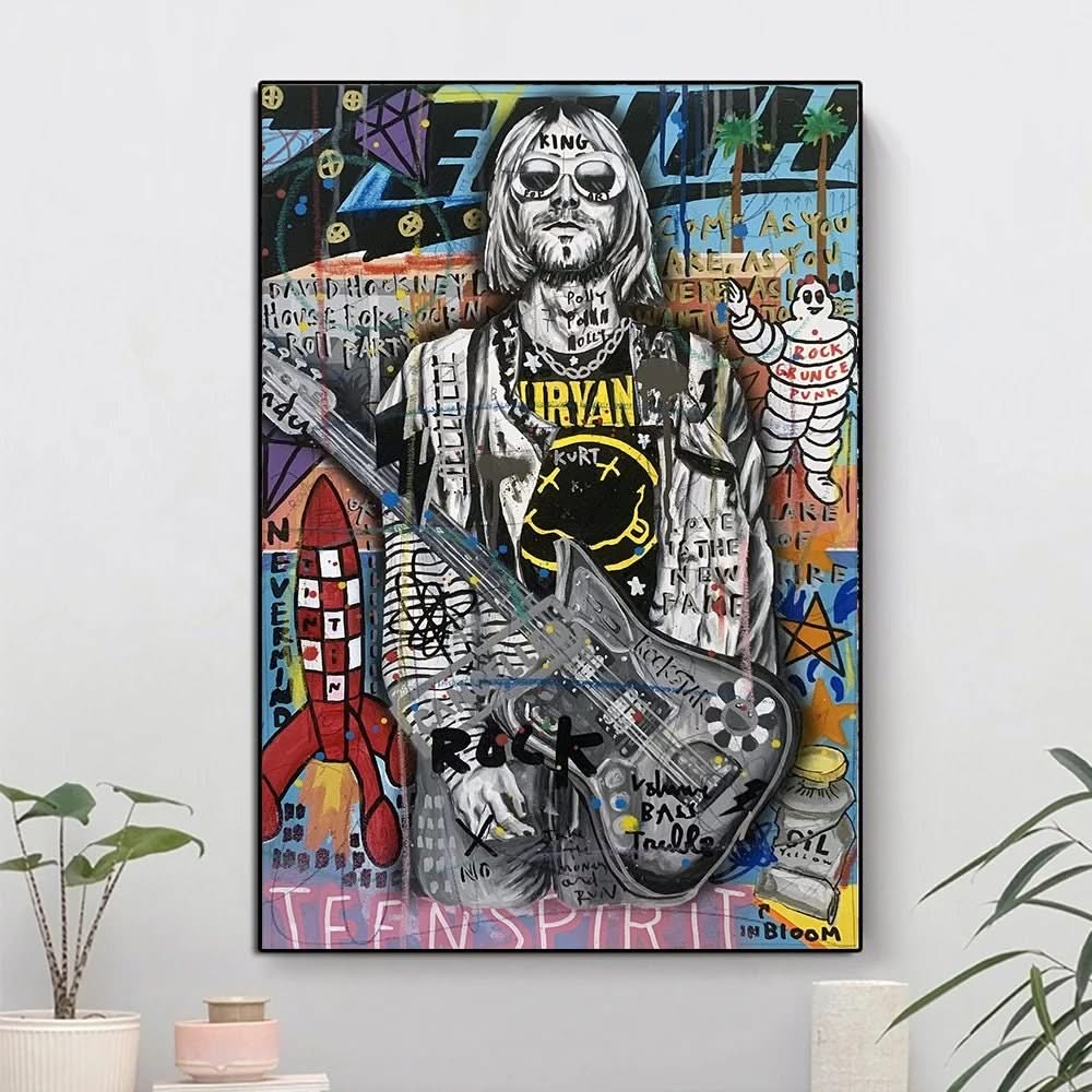 Kurt Cobain Singer Canvas Wall Art-ChandeliersDecor.com