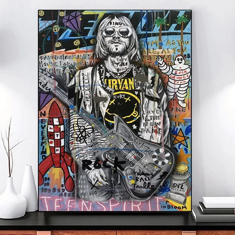 Kurt Cobain Singer Canvas Wall Art-ChandeliersDecor.com
