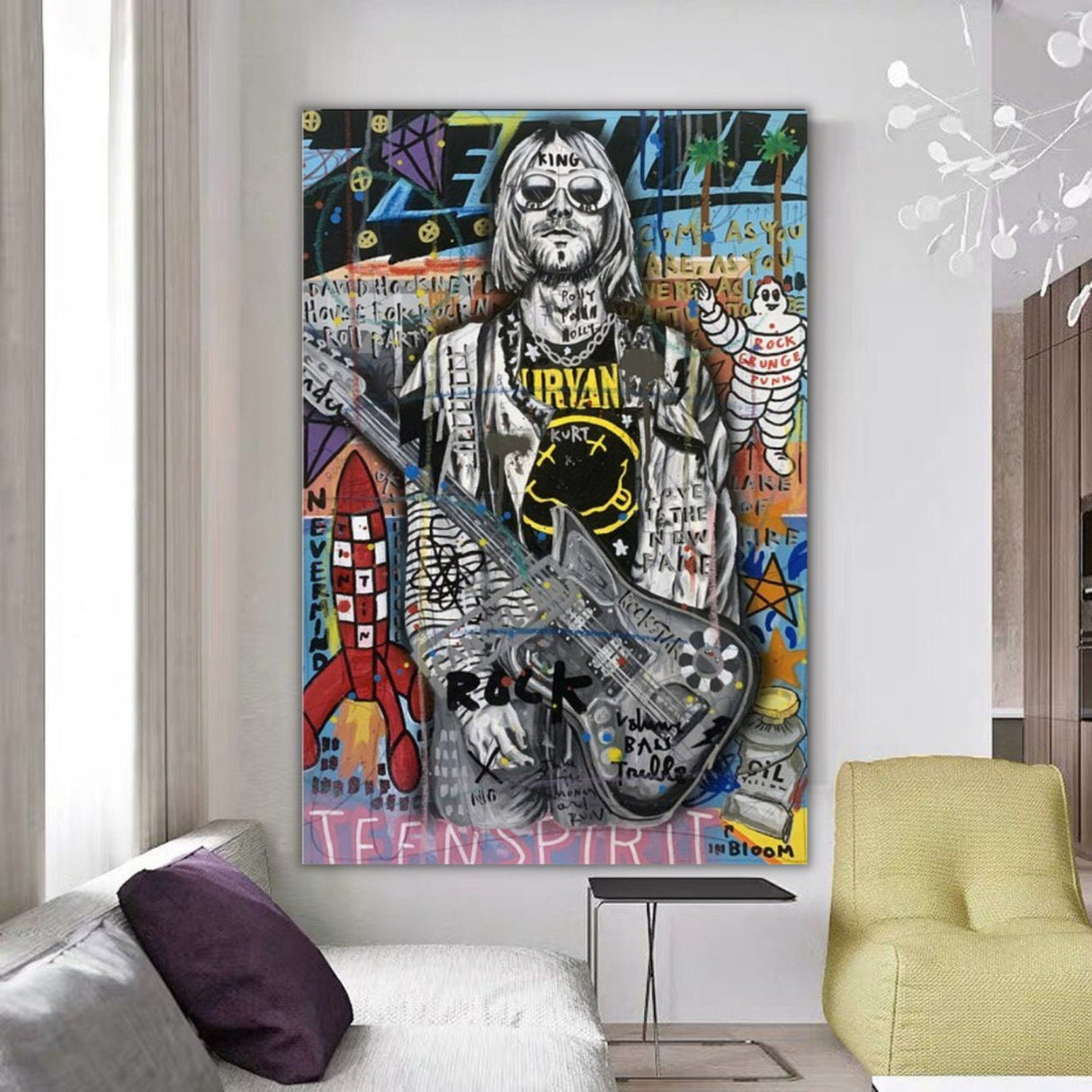 ChandeliersDecor.com-Wall Posters-Kurt Cobain Singer Canvas Wall Art
