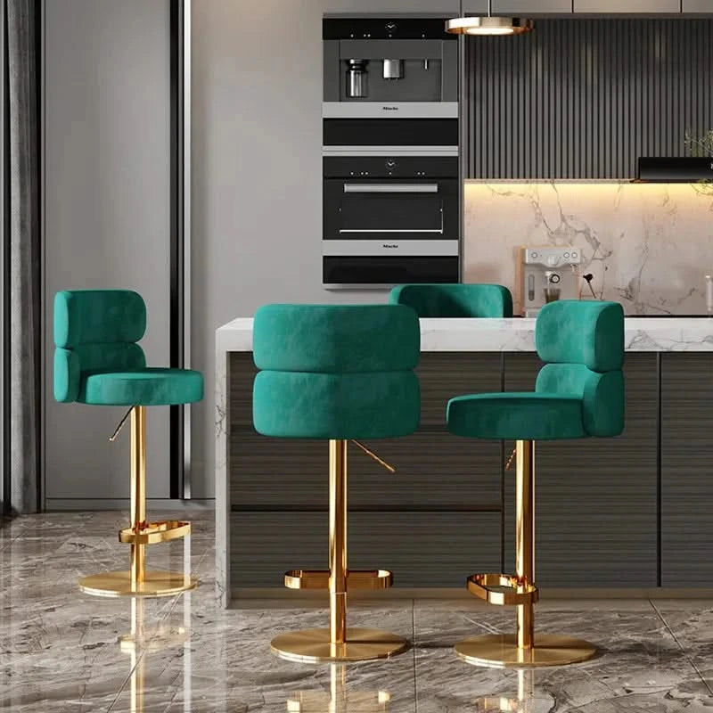 Leather Bar Chair Stool Gold Frame Swivel Chair-ChandeliersDecor.com