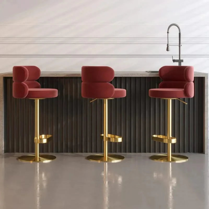 Leather Bar Chair Stool Gold Frame Swivel Chair-ChandeliersDecor.com
