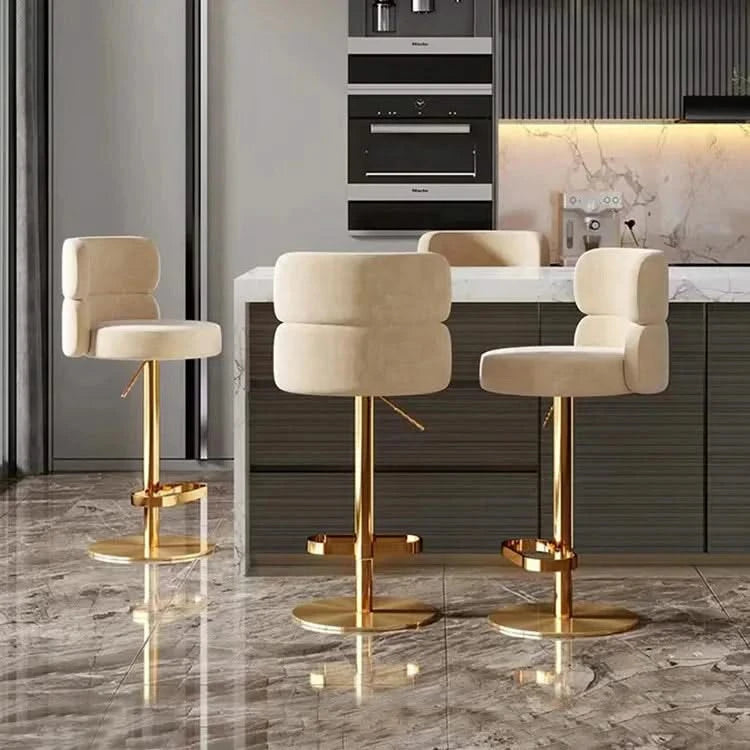 Leather Bar Chair Stool Gold Frame Swivel Chair-ChandeliersDecor.com