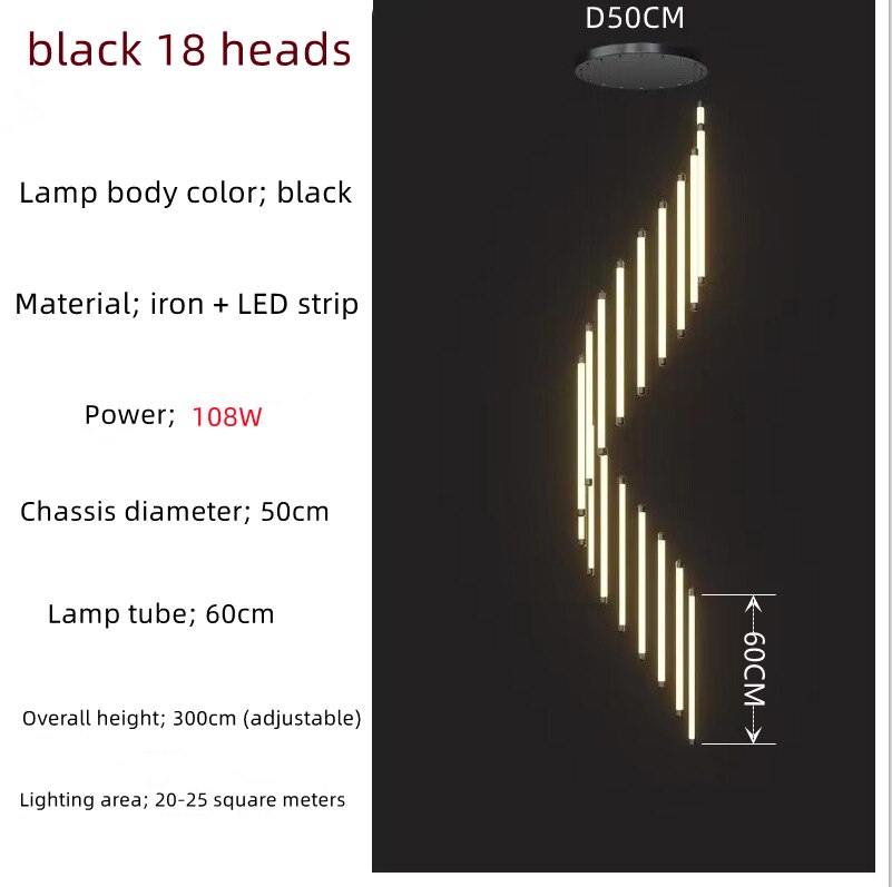 ChandeliersDecor.com-Chandeliers-LED Bars Staircase Chandelier: Illuminate Your Space