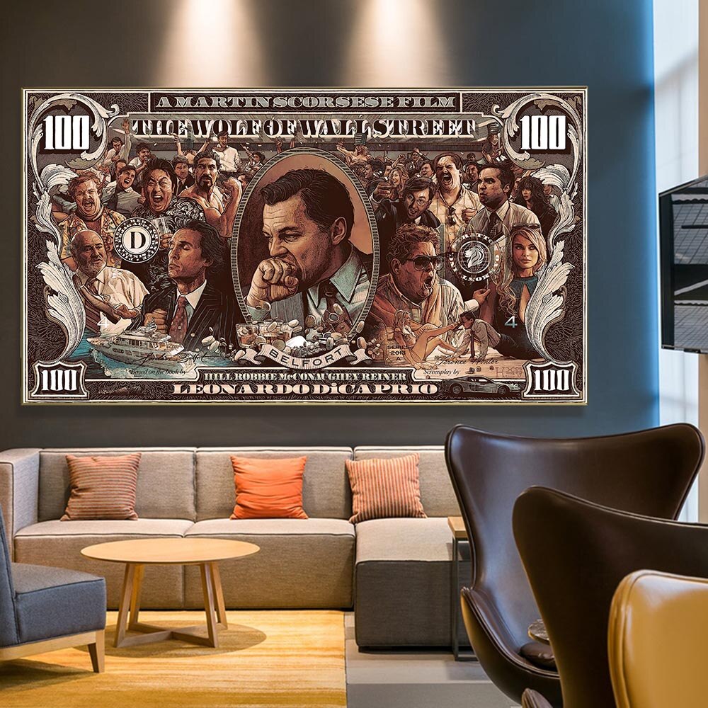 ChandeliersDecor.com-Wall Posters-Leonardo Canvas Wall Art - Wolf of Wall Street Poster