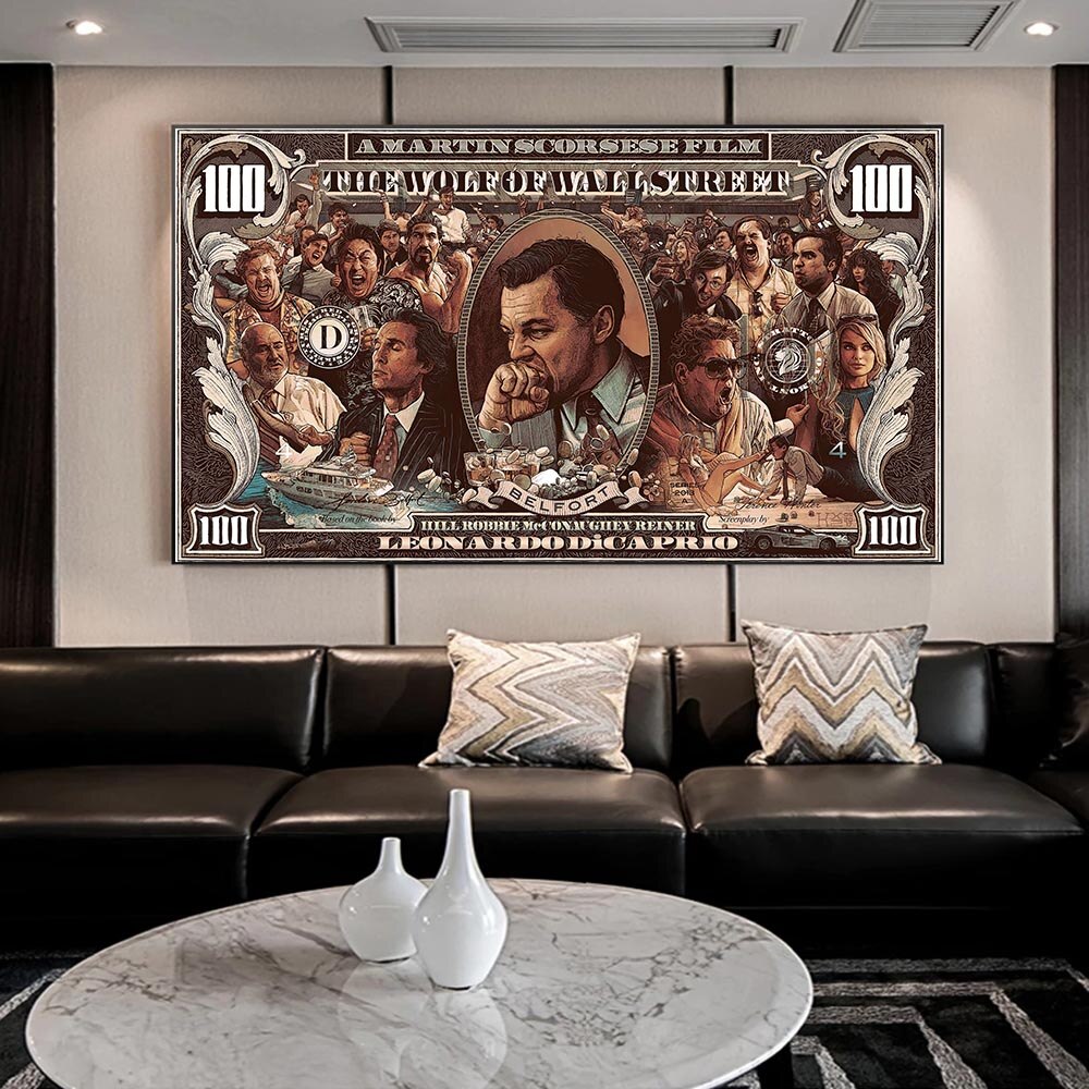 ChandeliersDecor.com-Wall Posters-Leonardo Canvas Wall Art - Wolf of Wall Street Poster