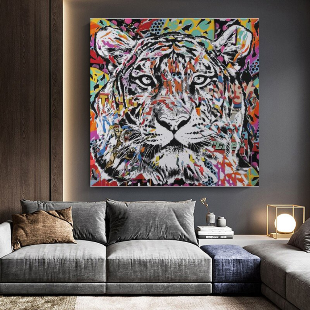 Lion Tiger Graffiti Canvas Wall Art-ChandeliersDecor.com