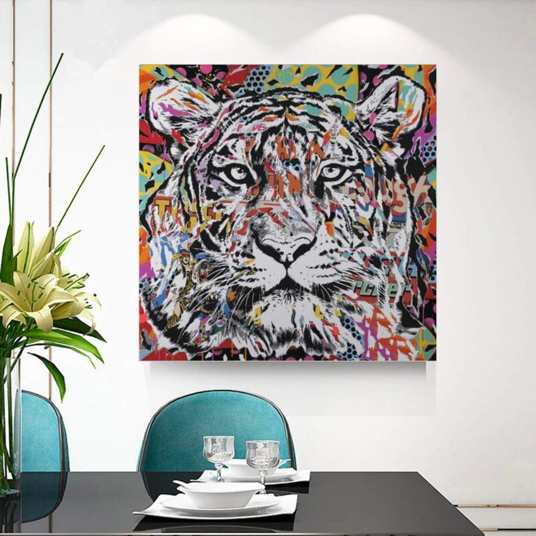 ChandeliersDecor.com-Wall Posters-Lion Tiger Graffiti Canvas Wall Art