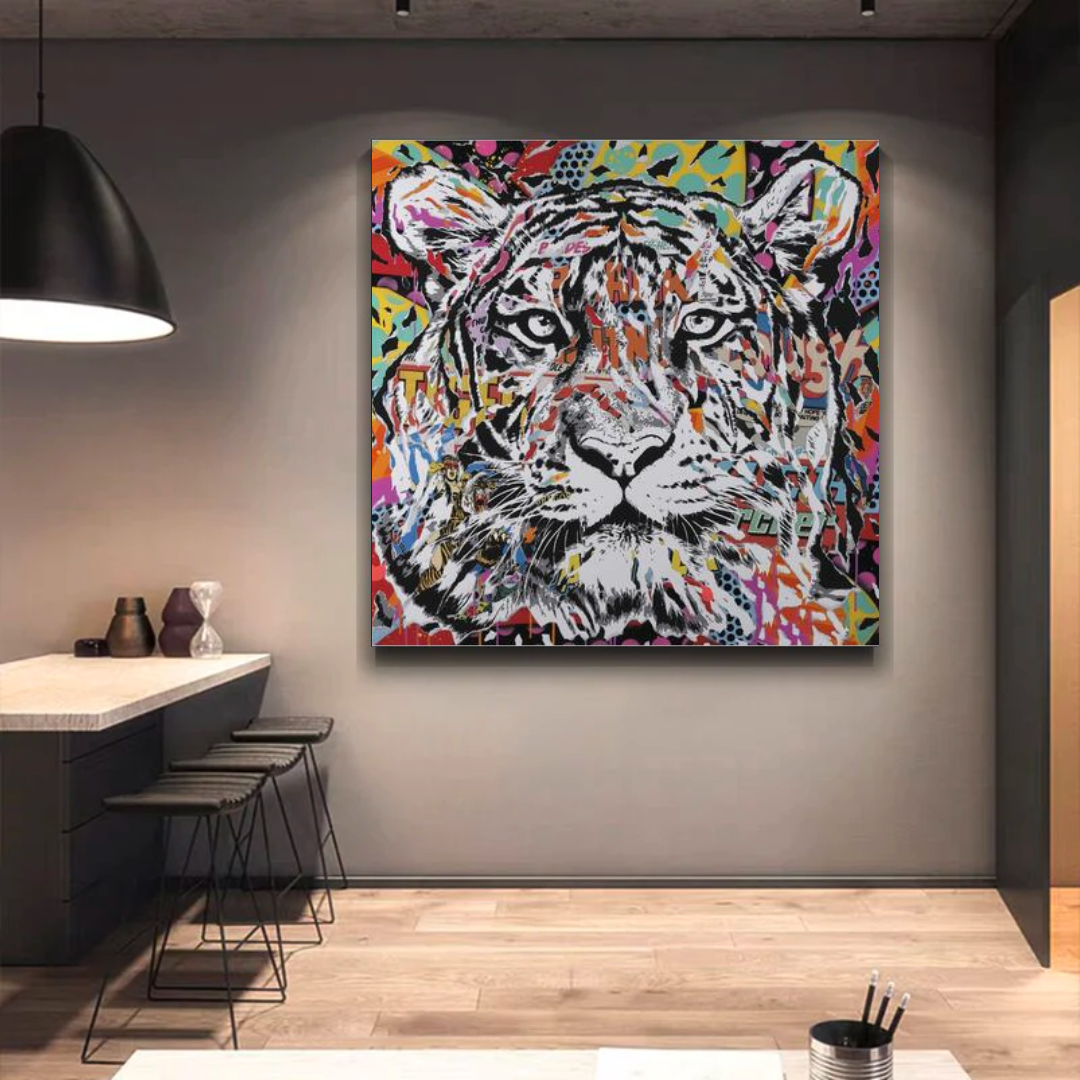 ChandeliersDecor.com-Wall Posters-Lion Tiger Graffiti Canvas Wall Art