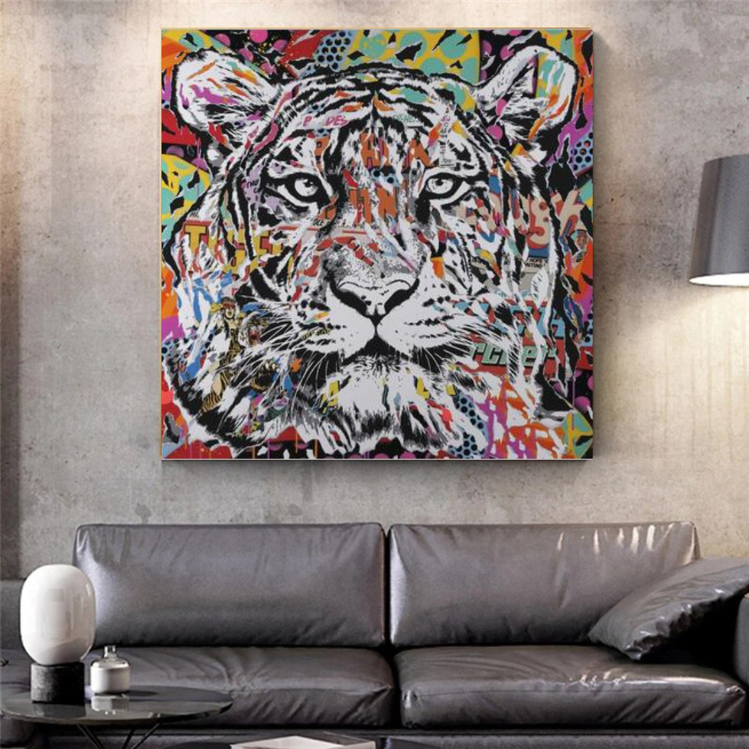 Lion Tiger Graffiti Canvas Wall Art-ChandeliersDecor.com