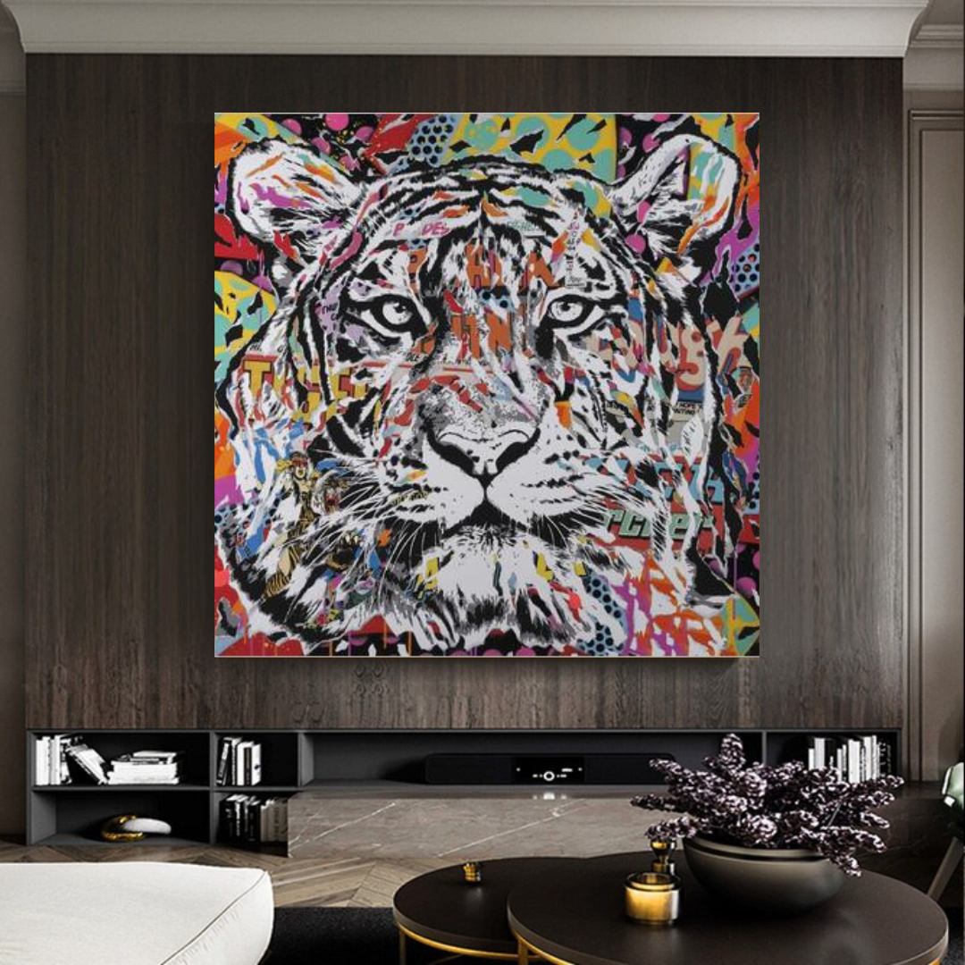 ChandeliersDecor.com-Wall Posters-Lion Tiger Graffiti Canvas Wall Art