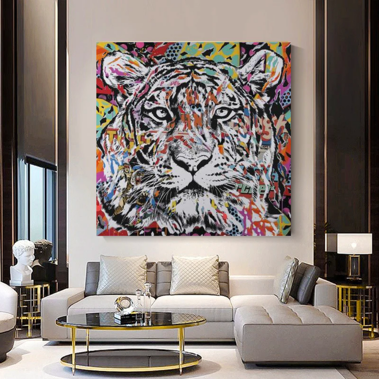 ChandeliersDecor.com-Wall Posters-Lion Tiger Graffiti Canvas Wall Art