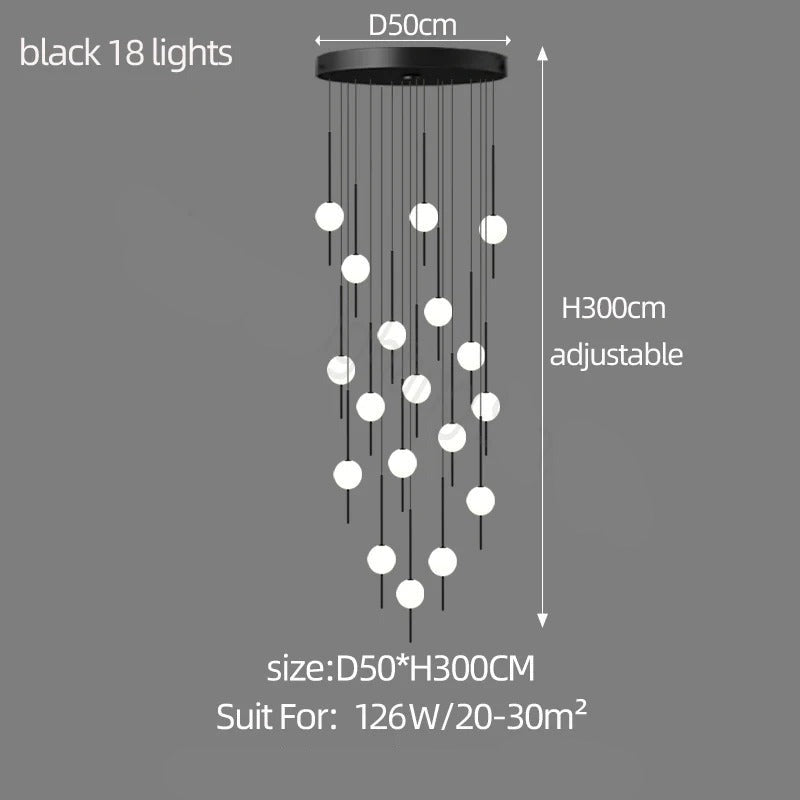 ChandeliersDecor.com-Staircase Chandelier-Long Line Glass Ball Chandelier - Lighting Solution.
