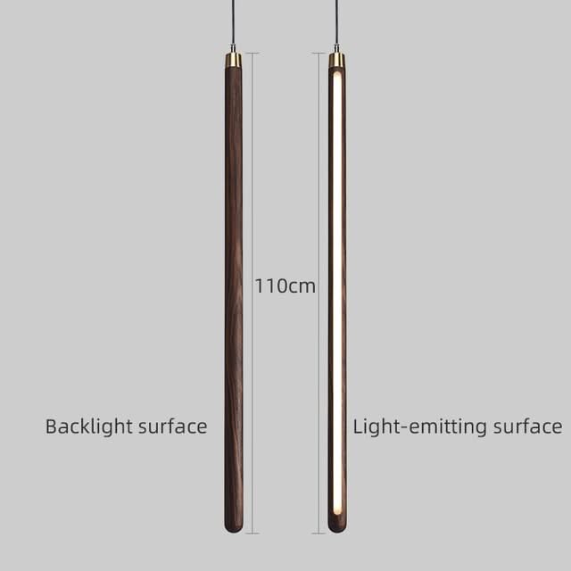 Long Strip Hanging Light - Walnut Pendant Light-ChandeliersDecor.com