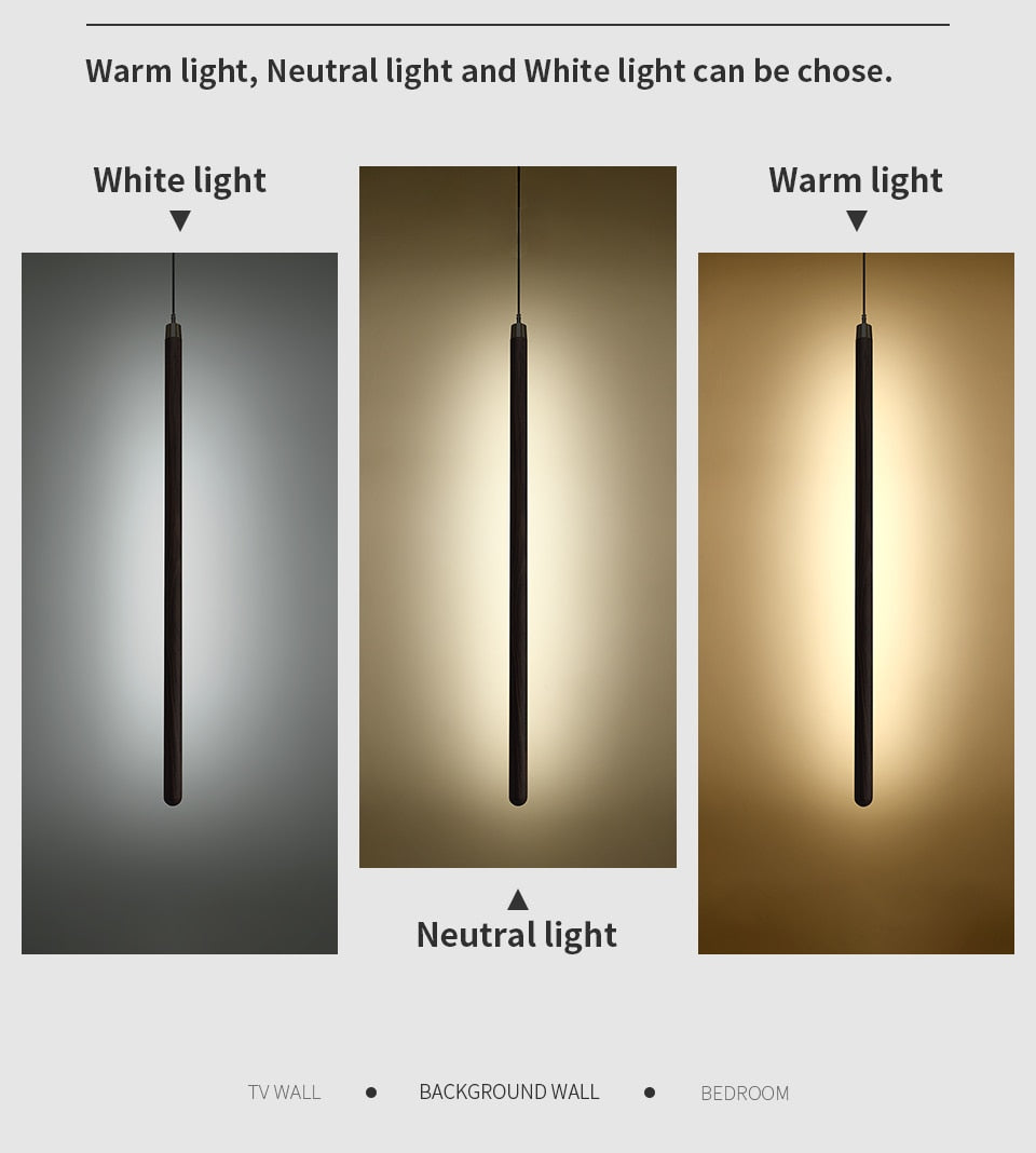 ChandeliersDecor.com-Pendant Lights-Long Strip Hanging Light - Walnut Pendant Light