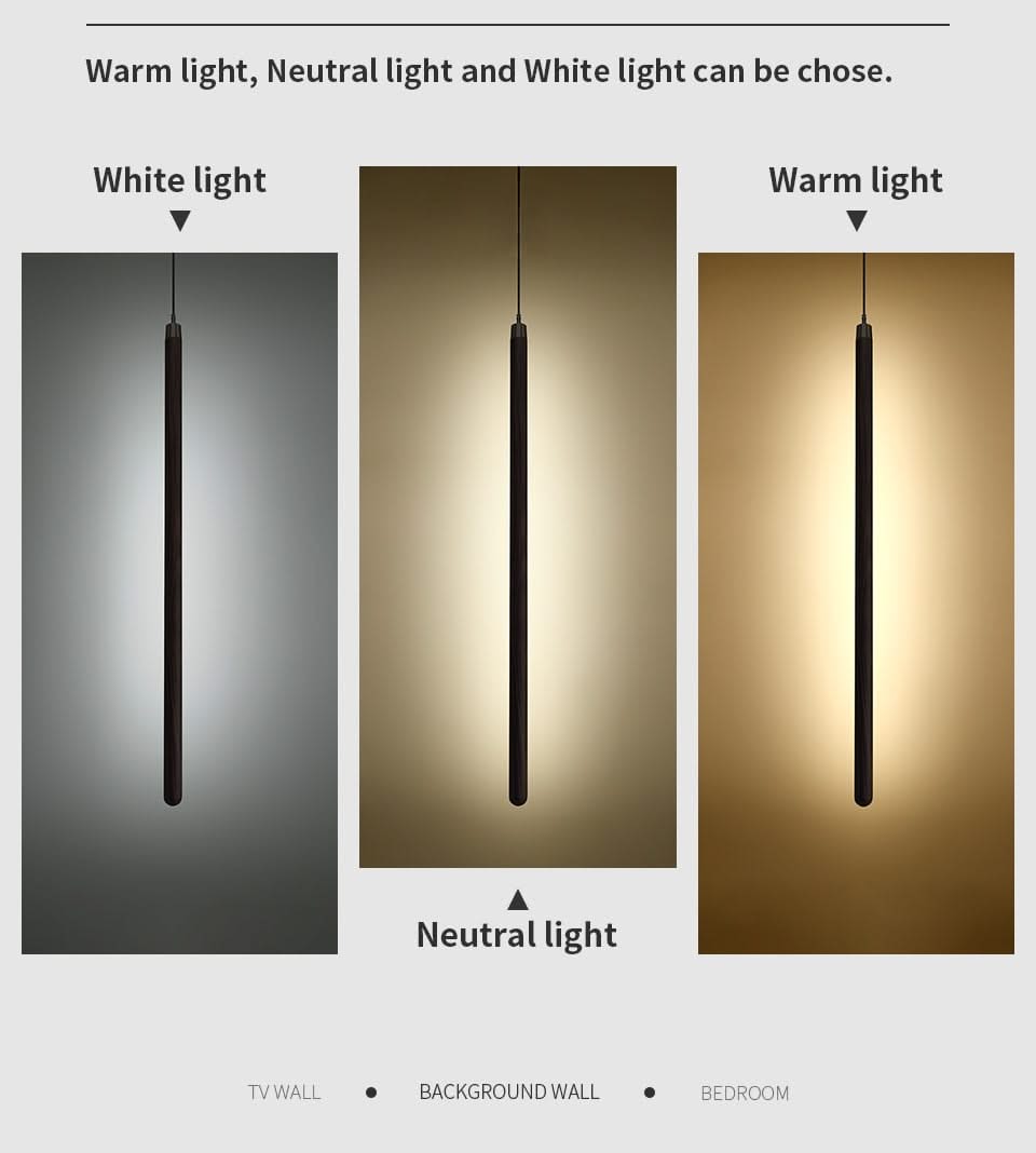 Long Strip Hanging Light - Walnut Pendant Light-ChandeliersDecor.com