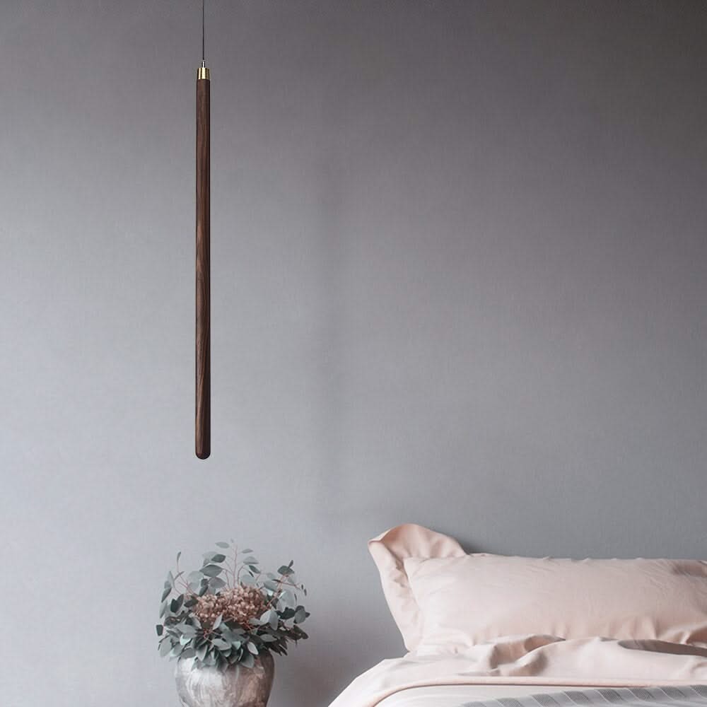 Long Strip Hanging Light - Walnut Pendant Light-ChandeliersDecor.com