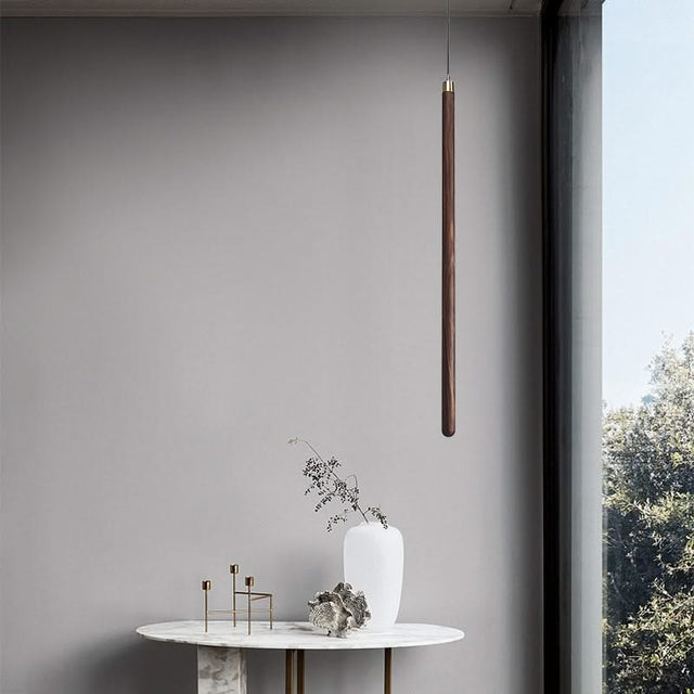 Long Strip Hanging Light - Walnut Pendant Light-ChandeliersDecor.com