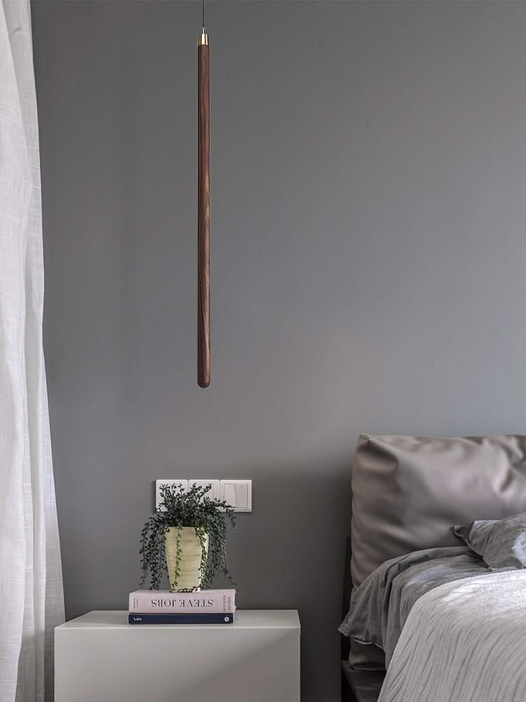 Long Strip Hanging Light - Walnut Pendant Light-ChandeliersDecor.com